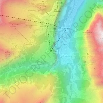 Topografisk kort Gimmelwald, højde, terræn