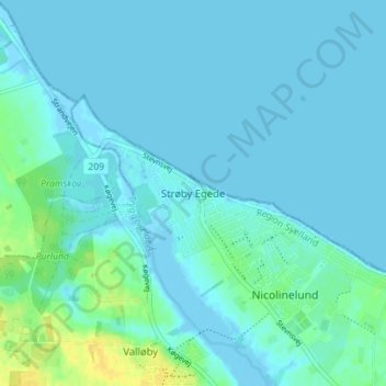 Topografisk kort Strøby Egede, højde, terræn
