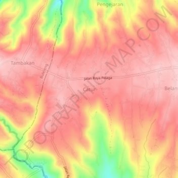 Topografisk kort Catur, højde, terræn