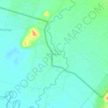Topografisk kort Sido Mulyo, højde, terræn