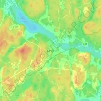 Topografisk kort Länna, højde, terræn