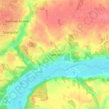 Topografisk kort Tapdrup, højde, terræn