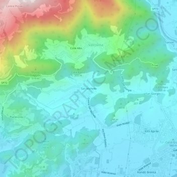 Topografisk kort San Michele, højde, terræn