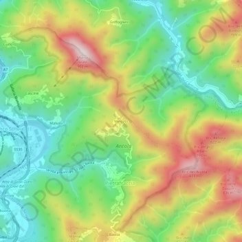 Topografisk kort Minceto, højde, terræn