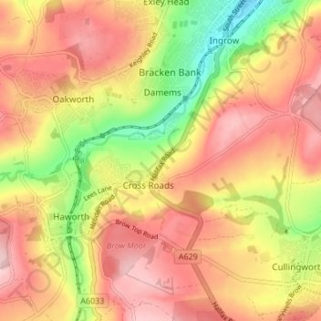 Topografisk kort Bocking, højde, terræn