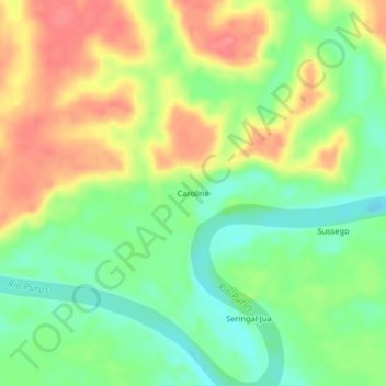 Topografisk kort Caroline, højde, terræn