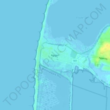 Topografisk kort Agger, højde, terræn