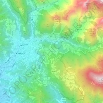 Topografisk kort Codena, højde, terræn