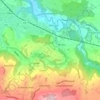 Topografisk kort Giren, højde, terræn