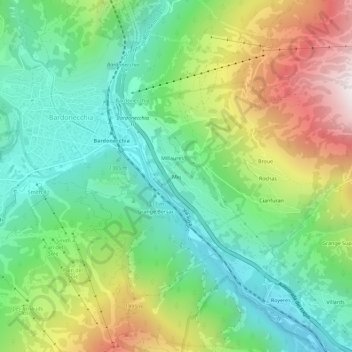 Topografisk kort Mej, højde, terræn