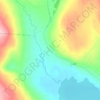 Topografisk kort Åkersjön, højde, terræn