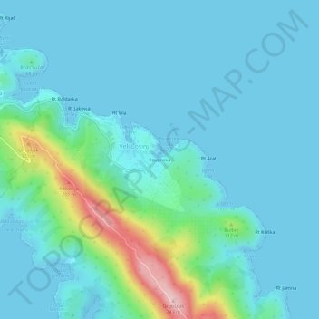 Topografisk kort Rovenska, højde, terræn