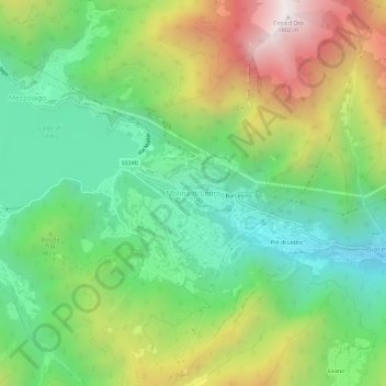Topografisk kort Molina di Ledro, højde, terræn
