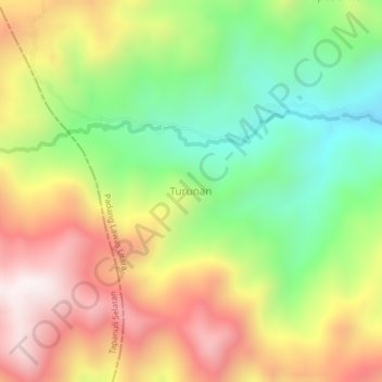 Topografisk kort Turunan, højde, terræn