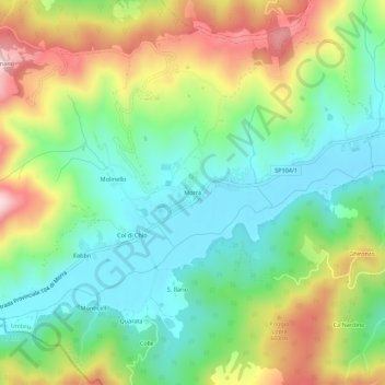 Topografisk kort Morra, højde, terræn