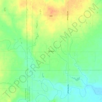 Topografisk kort Omega, højde, terræn