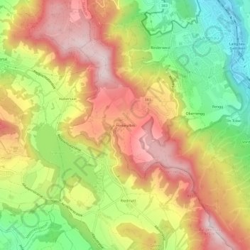 Topografisk kort Hinteralbis, højde, terræn
