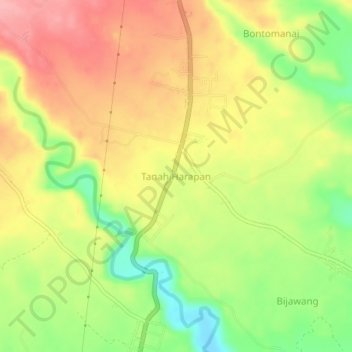 Topografisk kort Tanah Harapan, højde, terræn