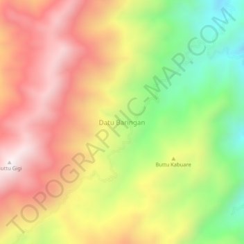 Topografisk kort Datu Baringan, højde, terræn