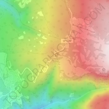 Topografisk kort Sores, højde, terræn