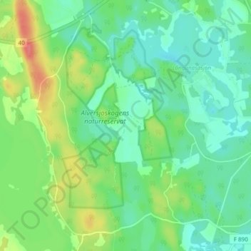Topografisk kort Alversjö, højde, terræn