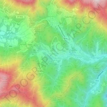 Topografisk kort Bardalone, højde, terræn