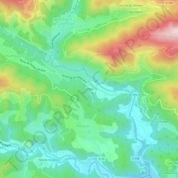 Topografisk kort Le Plot, højde, terræn
