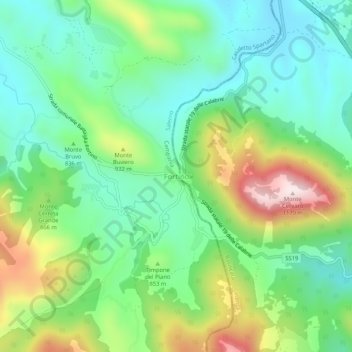Topografisk kort Fortino, højde, terræn