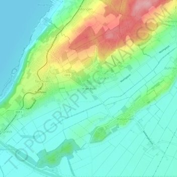Topografisk kort In der Baar, højde, terræn