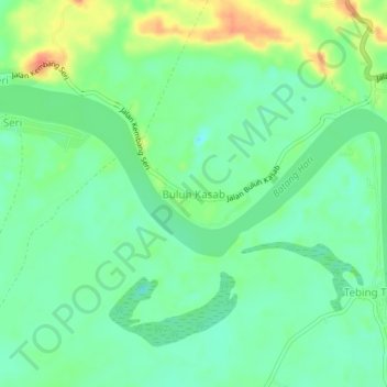 Topografisk kort Buluh Kasab, højde, terræn