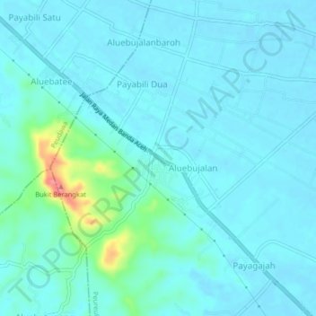 Topografisk kort Aluebutuha, højde, terræn