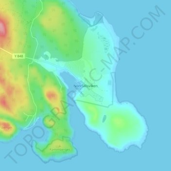 Topografisk kort Norrfällsviken, højde, terræn