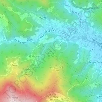 Topografisk kort Bricco, højde, terræn