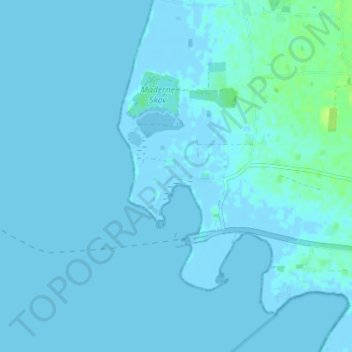 Topografisk kort Tårs, højde, terræn