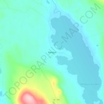 Topografisk kort Manjaur, højde, terræn