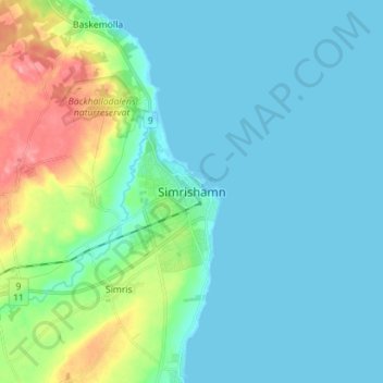 Topografisk kort Simrishamn, højde, terræn