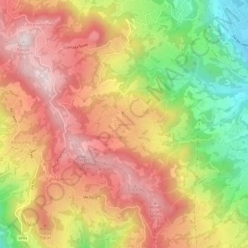 Topografisk kort Cerealto, højde, terræn