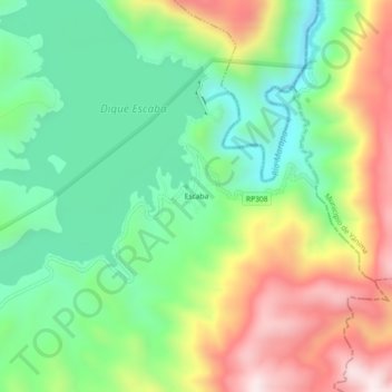 Topografisk kort Escaba, højde, terræn