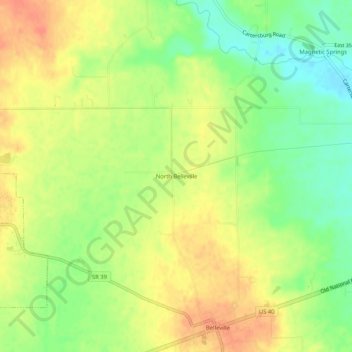 Topografisk kort North Belleville, højde, terræn