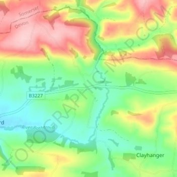 Topografisk kort Petton, højde, terræn