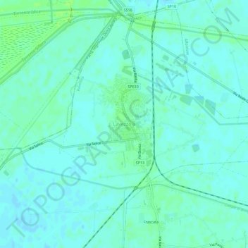 Topografisk kort Lavezzola, højde, terræn