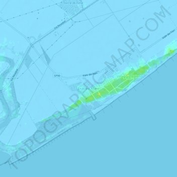 Topografisk kort Eraclea Mare, højde, terræn
