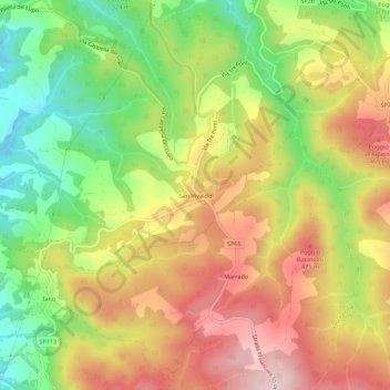 Topografisk kort San Vivaldo, højde, terræn