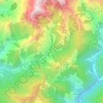 Topografisk kort Colonnata, højde, terræn