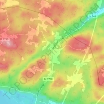 Topografisk kort Stavershult, højde, terræn