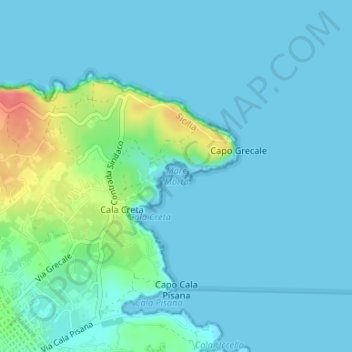 Topografisk kort Mare Morto, højde, terræn