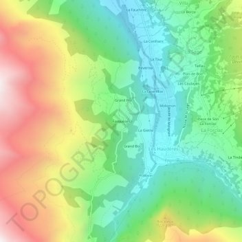 Topografisk kort Farquèses, højde, terræn
