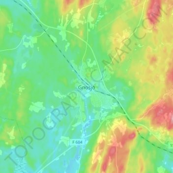 Topografisk kort Gnosjö, højde, terræn