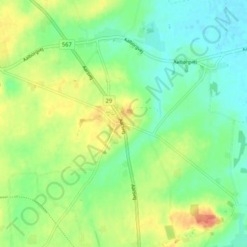 Topografisk kort Skarp Salling, højde, terræn