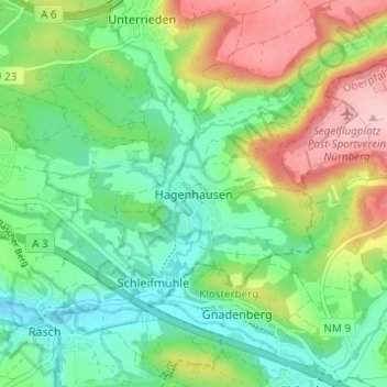 Topografisk kort Hagenhausen, højde, terræn